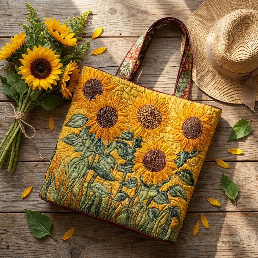 Klassische gesteppte Tasche – Sonnenblumen