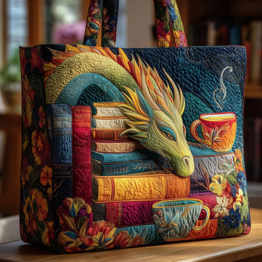 Artisan Bag – Drachenleser mit Büchern und Tassen