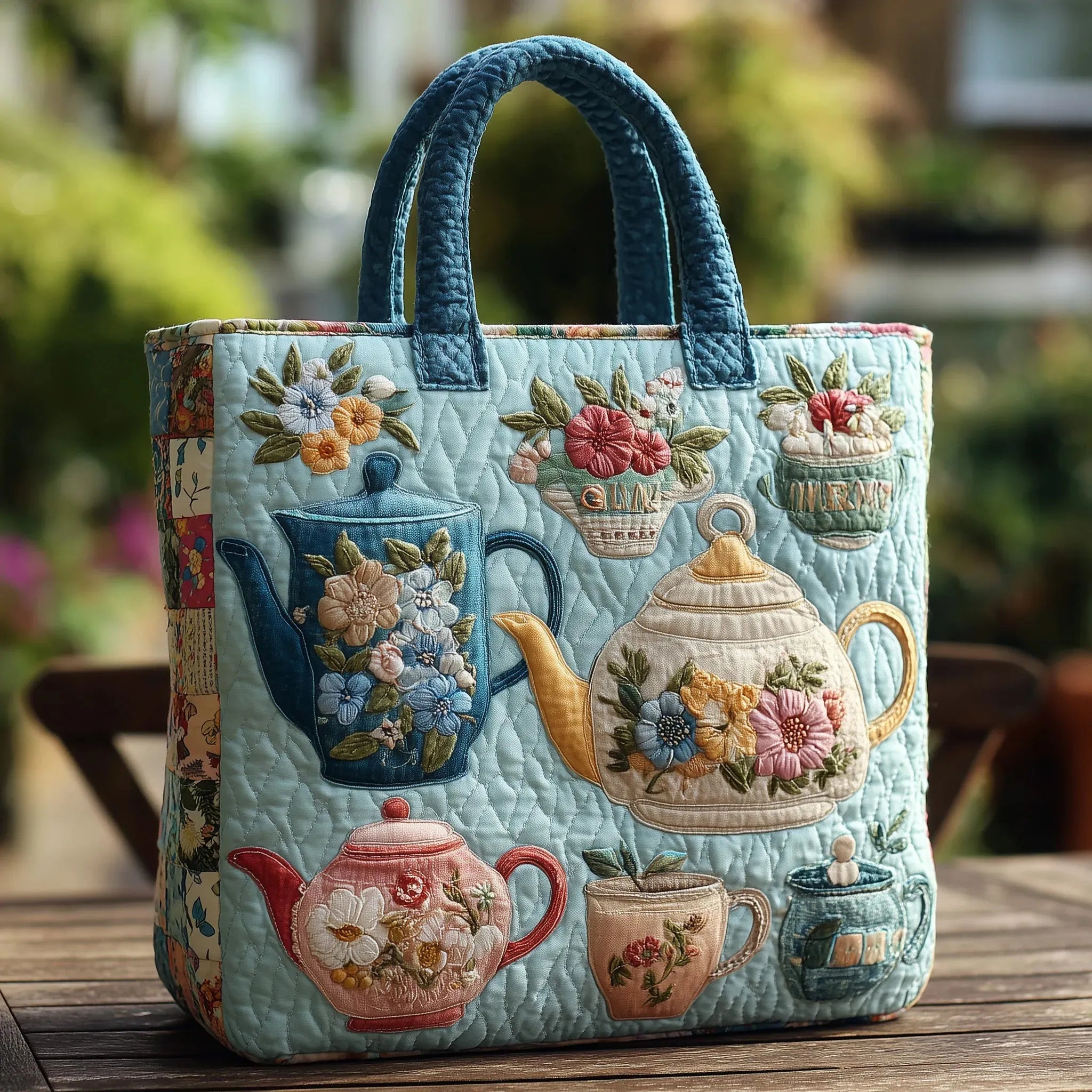 Vatteret taske – blomstermønster