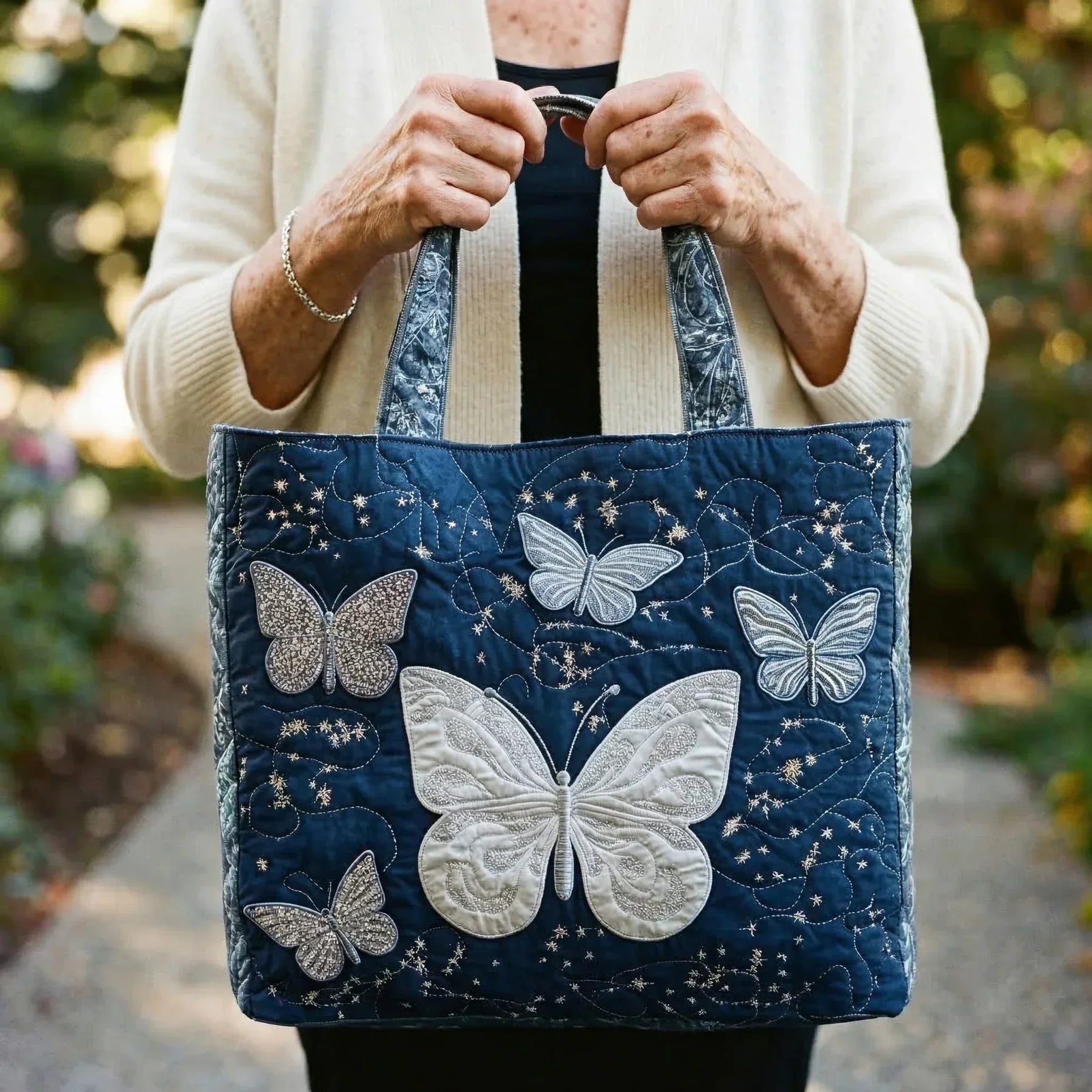 Handgefertigte Tasche – Silver Butterfly