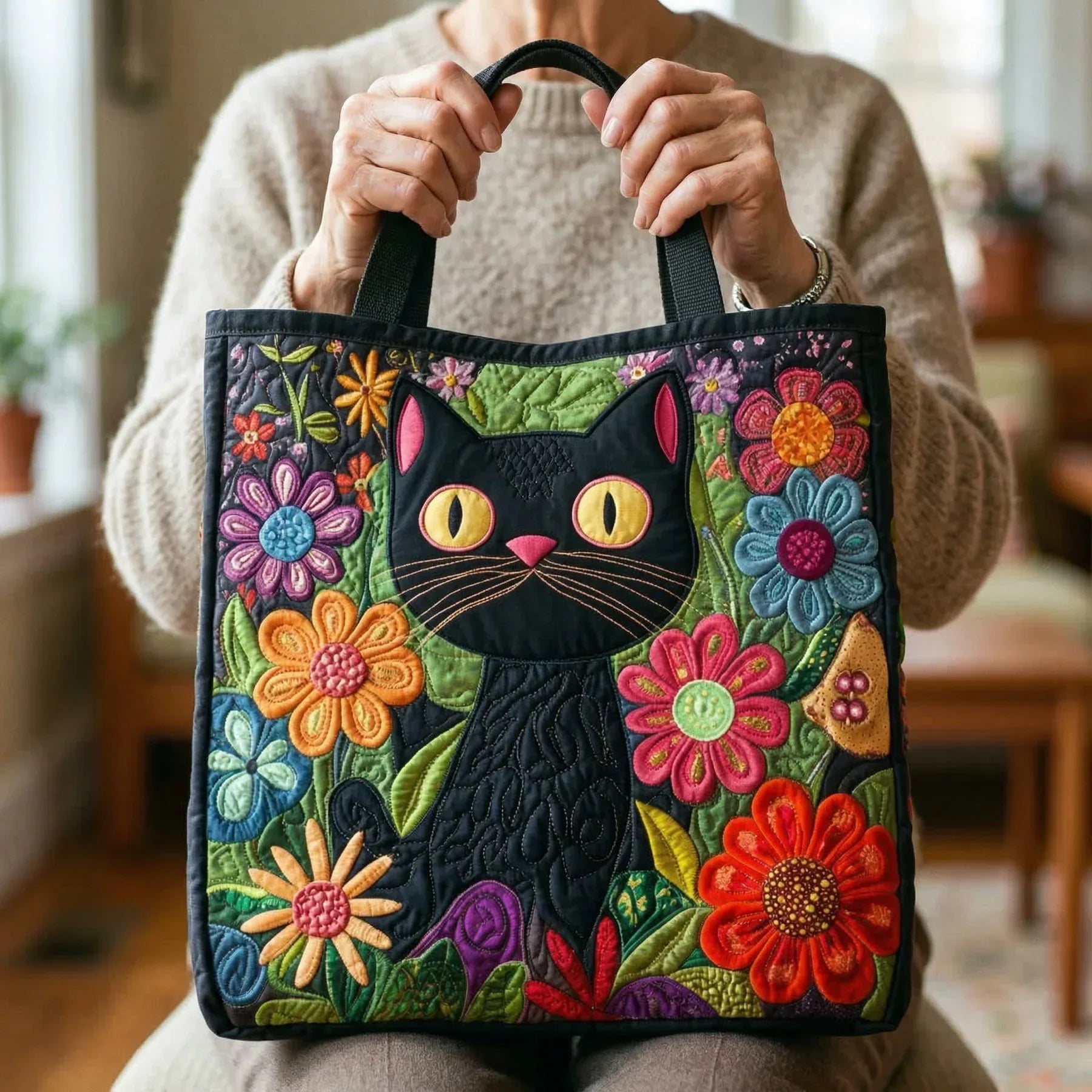 Gesteppte Tasche – Enchanted Black Cat