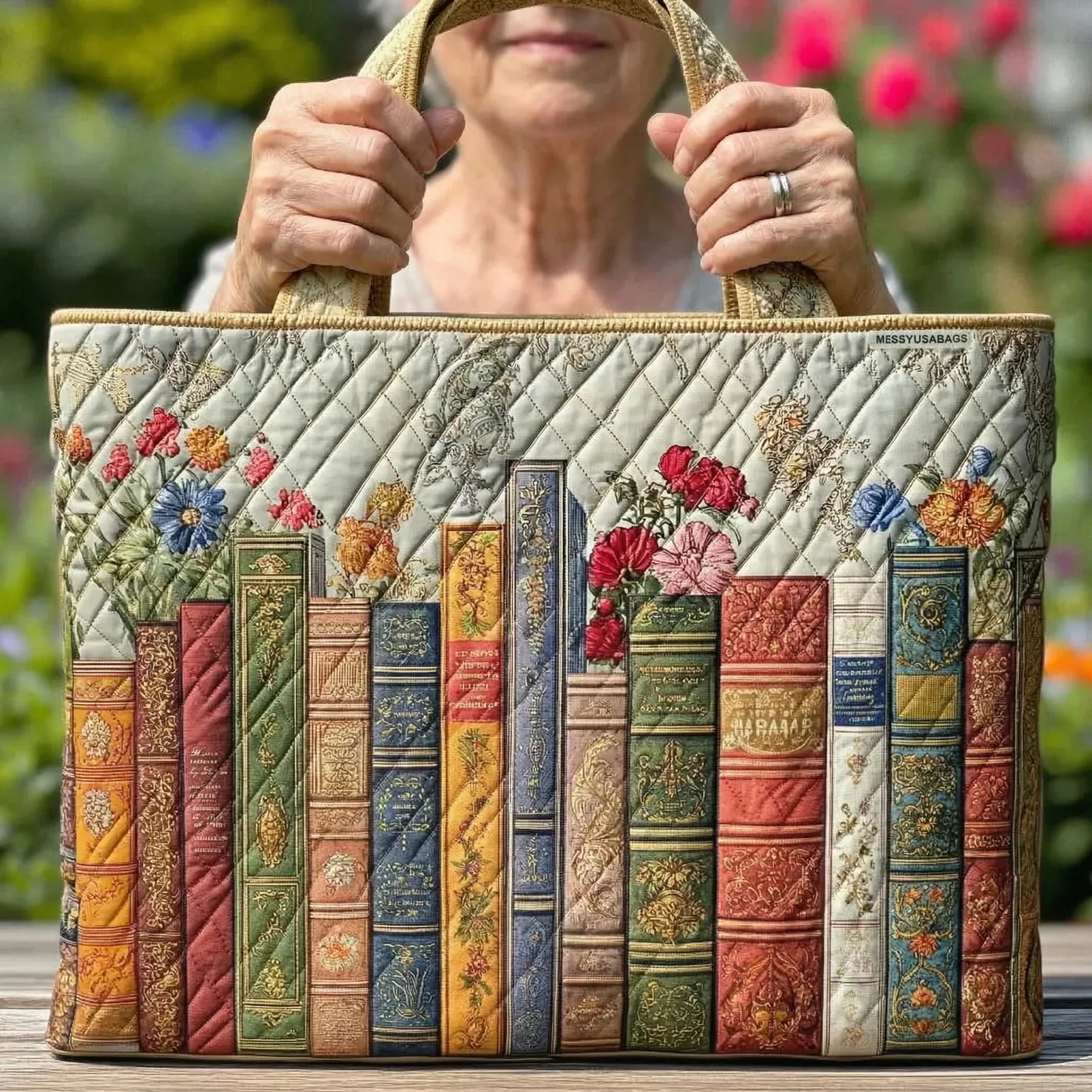 Gesteppte Tragetasche – Enchanted Library
