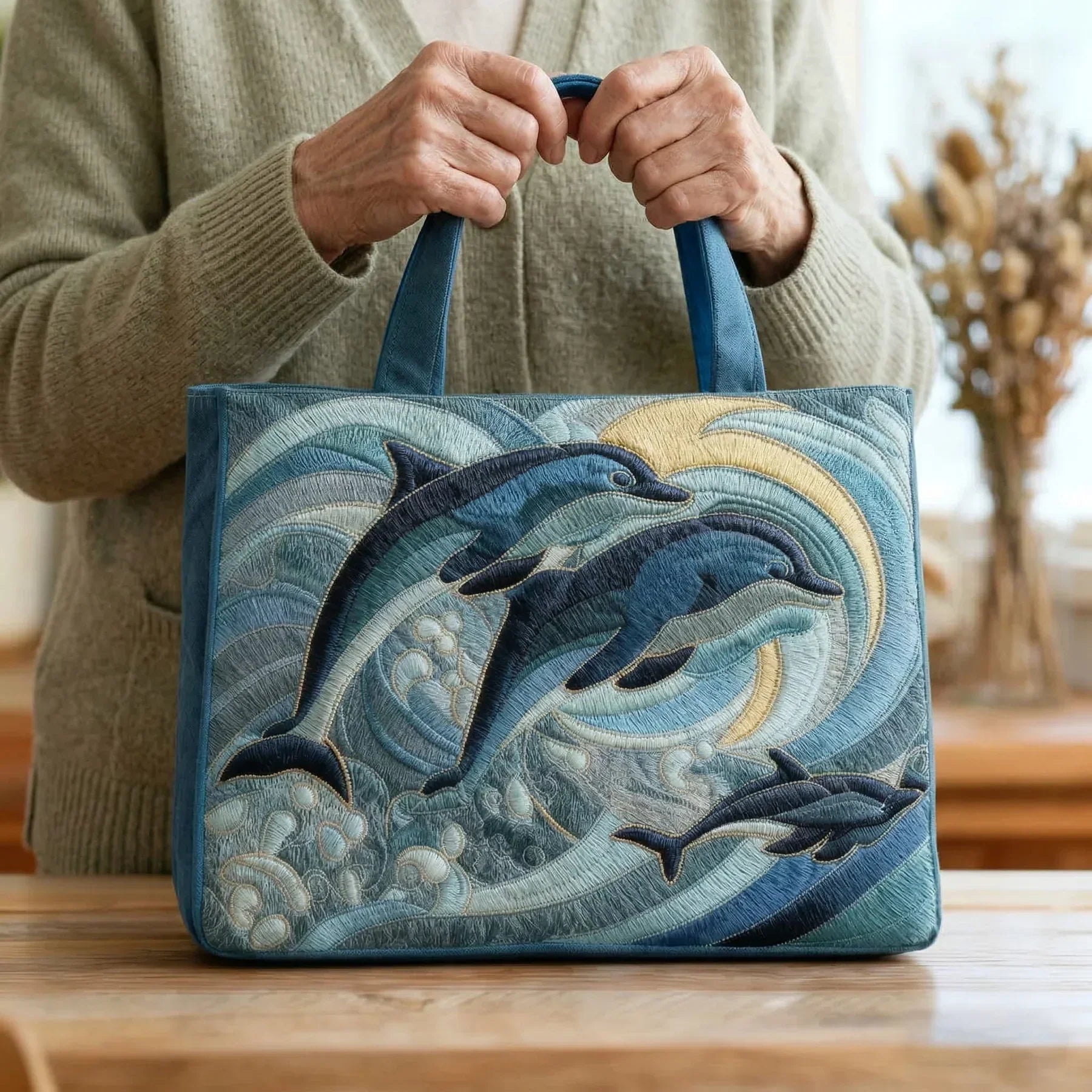 Handgefertigte Tasche – Ocean Dolphin
