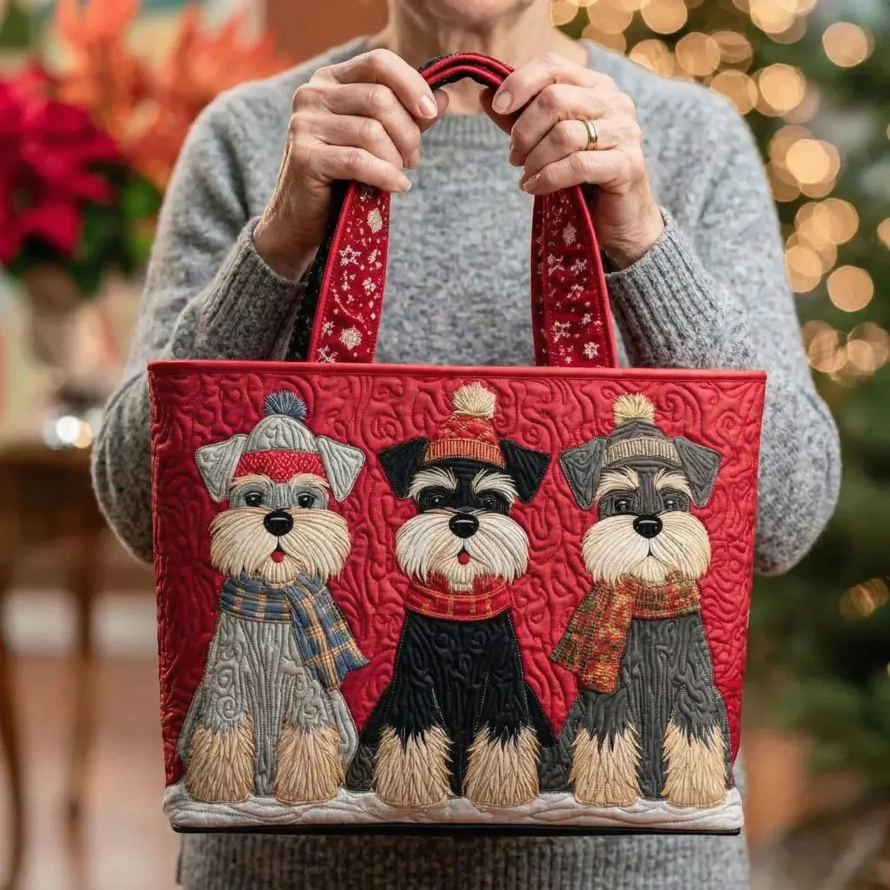 Handgefertigte Tasche – Trio von Schnauzern