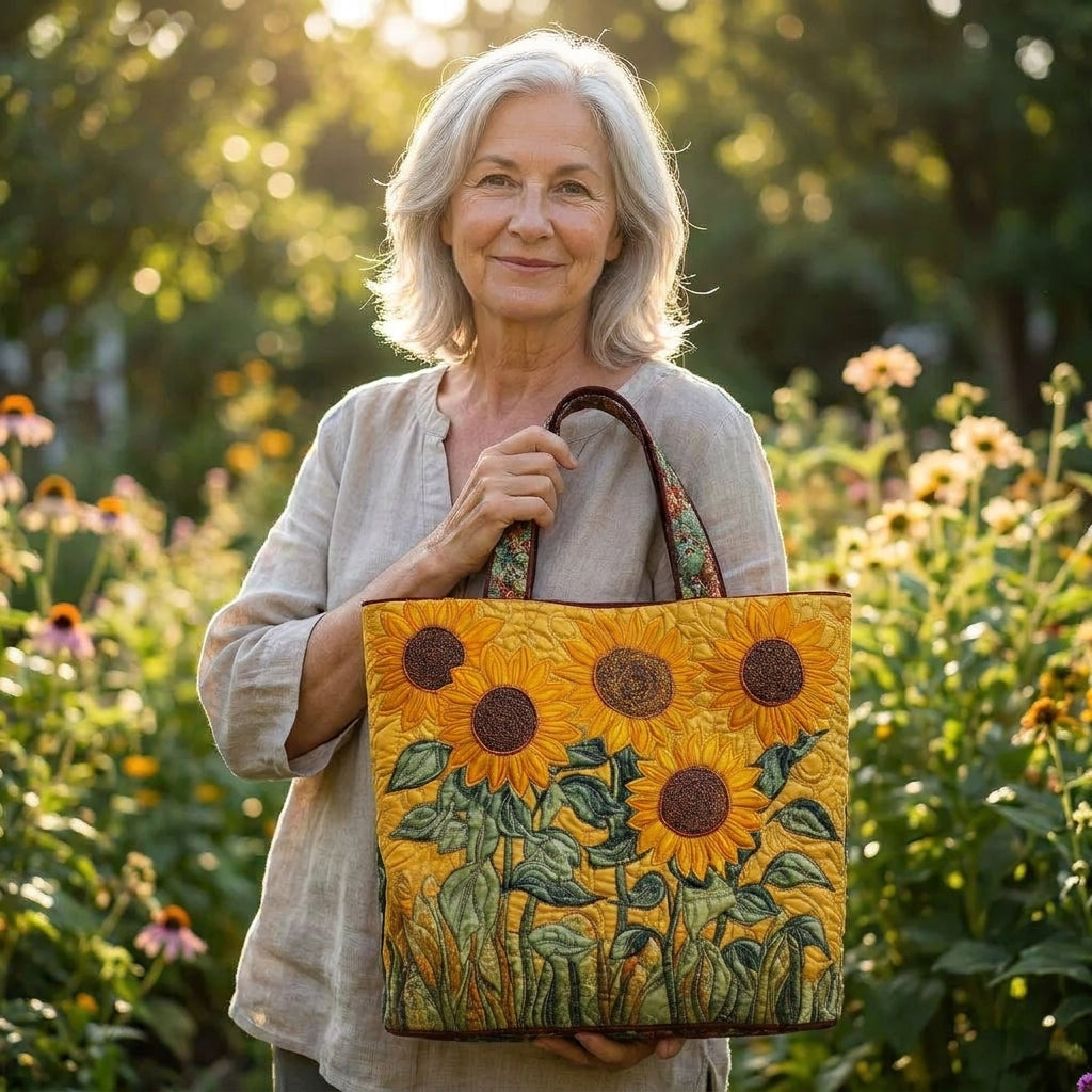 Klassische gesteppte Tasche – Sonnenblumen