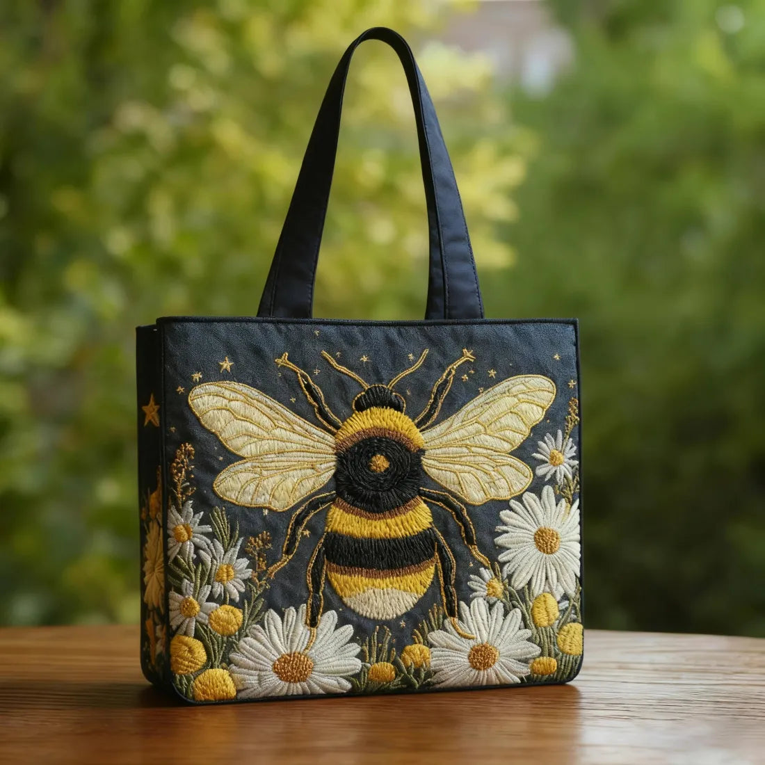 Artisan Tote – Biene mit Gänseblümchen und Sternen