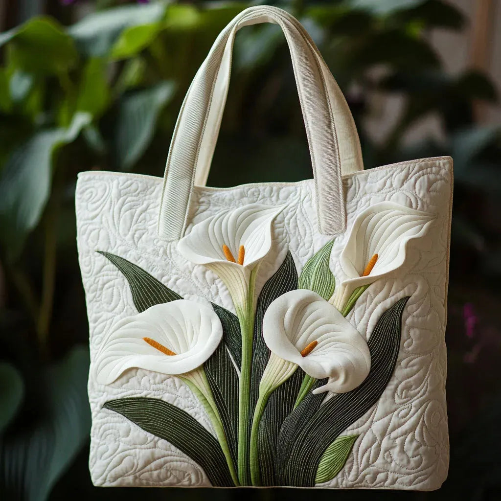 Gesteppte Artisan-Tasche – Weiße Lilien