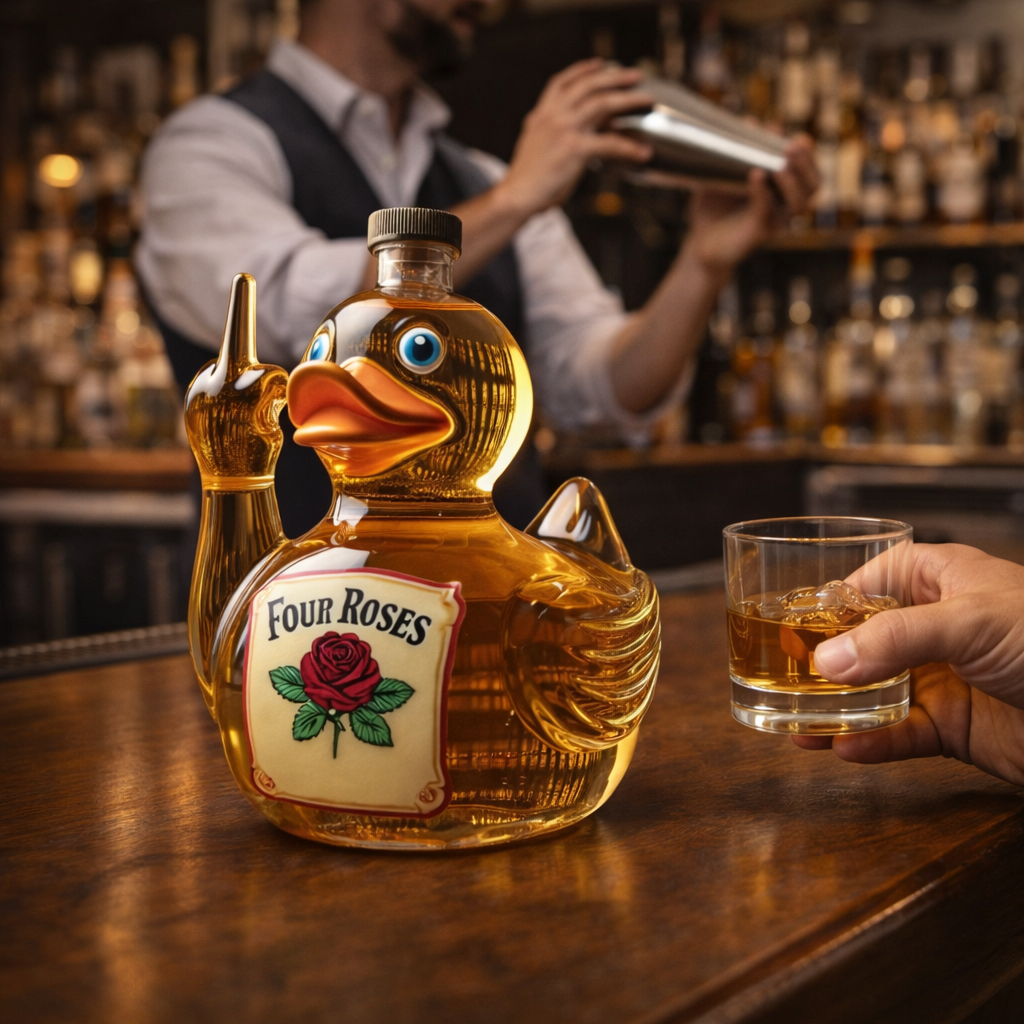 Whiskyflasche – Rebellische-Ente-Edition