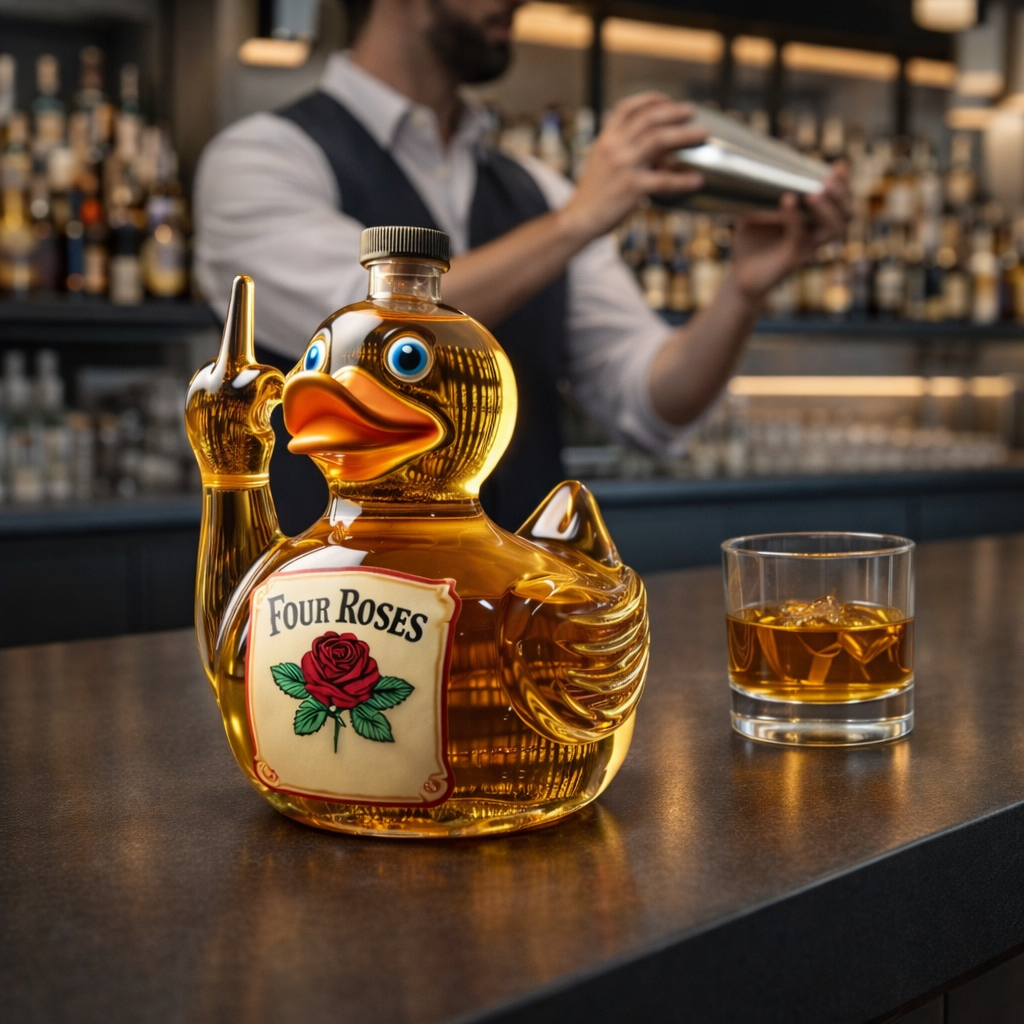 Whiskyflasche – Rebellische-Ente-Edition